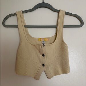 Urban Outfitters Cream Ribbed Button-Up Top